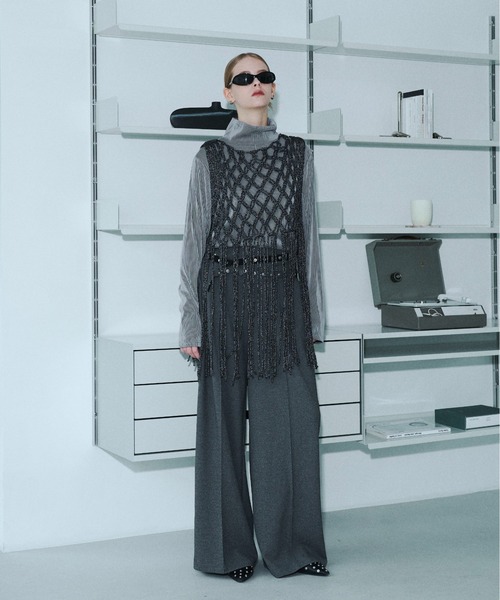 seyto(セイト)の「Fringe hand openwork knit vest / フリンジハンドオープンニットベスト(ベスト・メンズ・ブラック・FREE)」の12枚目の写真