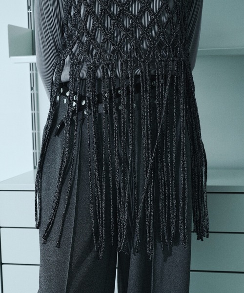 seyto(セイト)の「Fringe hand openwork knit vest / フリンジハンドオープンニットベスト(ベスト・メンズ・ブラック・FREE)」の18枚目の写真