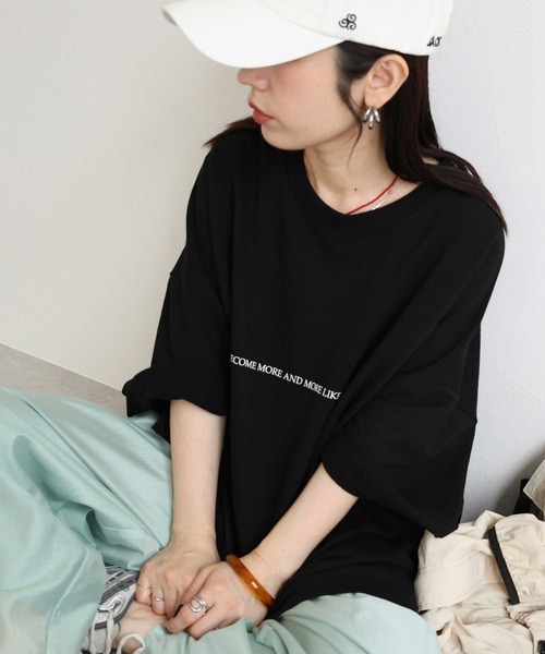 zena（ジェナ）の「線画フラワーバックロゴプリントTEE（Tシャツ/カットソー・レディース・オフホワイト/ブラック・FREE）」の5枚目の写真