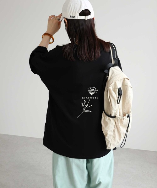 zena（ジェナ）の「線画フラワーバックロゴプリントTEE（Tシャツ/カットソー・レディース・オフホワイト/ブラック・FREE）」の8枚目の写真