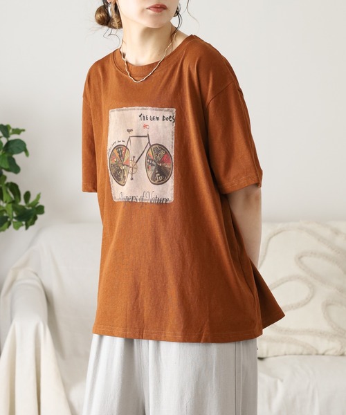 FUNALIVE(ファンアライブ)の「je crois soi プリント カットソー 半袖(Tシャツ/カットソー・レディース・ワイン/ブラック/オレンジ/ネイビー・FREE)」の7枚目の写真