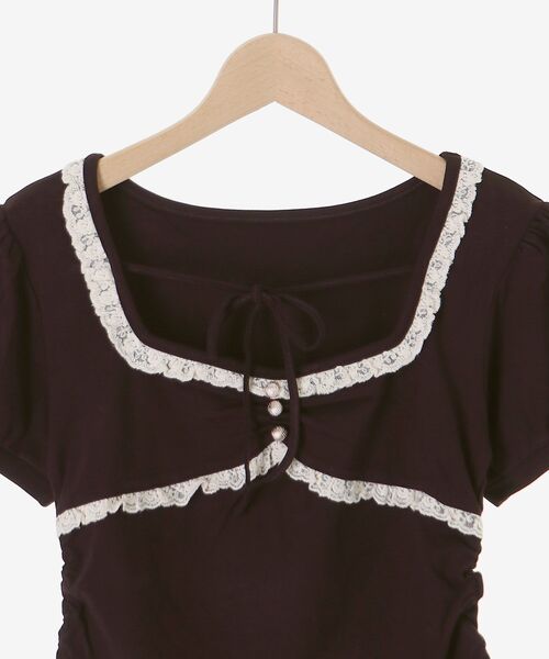 MAJESTIC LEGON(マジェスティックレゴン)の「レーストリムサイドギャザートップス(Tシャツ/カットソー・レディース・ピンク/ブラウン/ブラック・MEDIUM)」の17枚目の写真
