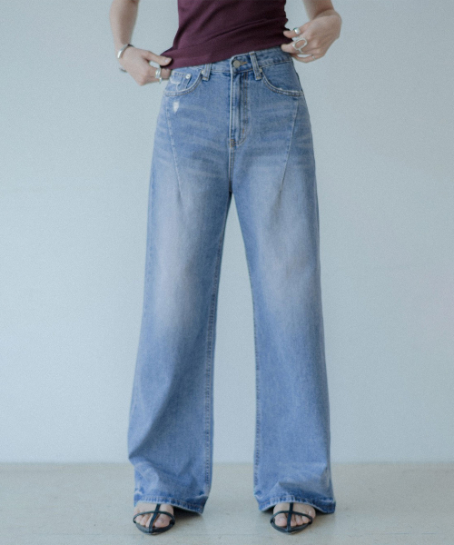 MEMUA(メムア)の「コンツアーキャットブラシピンタックデニム(デニムパンツ・レディース・ブルー系その他・SMALL/MEDIUM/LARGE)」の3枚目の写真