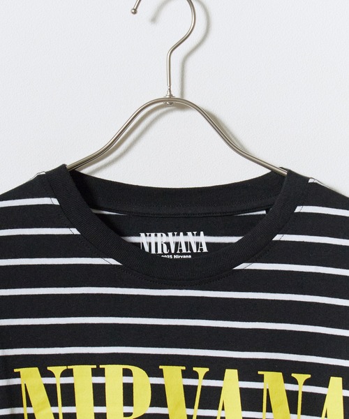 ROCK-OFF（ロックオフ）の「NIRVANA / ニルヴァーナ "Classic Happy Face" Black & White Striped T-shirt クラシックハッピーフェイス ボーダー Tシャツ 前面プリント 長袖 クルーネック ロンT バンドT メンズ レディース 2026年 秋 秋服 冬 冬服（Tシャツ/カットソー・メンズ・ブラック・S/M/L/XL）」の19枚目の写真