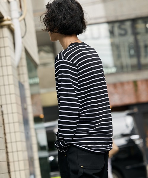 ROCK-OFF（ロックオフ）の「NIRVANA / ニルヴァーナ "Classic Happy Face" Black & White Striped T-shirt クラシックハッピーフェイス ボーダー Tシャツ 前面プリント 長袖 クルーネック ロンT バンドT メンズ レディース 2026年 秋 秋服 冬 冬服（Tシャツ/カットソー・メンズ・ブラック・S/M/L/XL）」の22枚目の写真