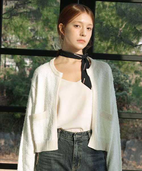 VLETI(ブレッティ)の「Open Pocket Knit Cardigan (Ivory)(カーディガン/ボレロ・レディース・アイボリー・FREE)」の1枚目の写真