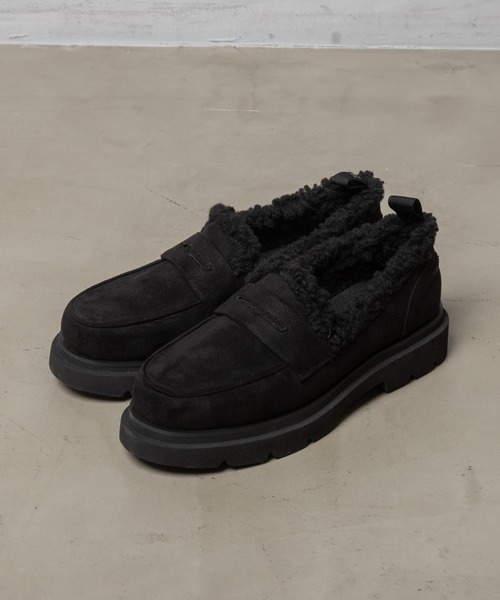 MARECHAL TERRE（マルシャルテル）の「ボアローファー（ローファー・レディース・ブラック/ブラック×ブラック/キャメル・23.5/24.5/22.5）」の2枚目の写真