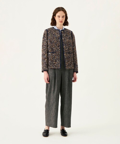 BALLSEY(ボールジィ)の「ヘアリーヤーンツイード クルーネックジャケット(ノーカラージャケット・レディース・ネイビー/ブラウン系その他・36)」の3枚目の写真