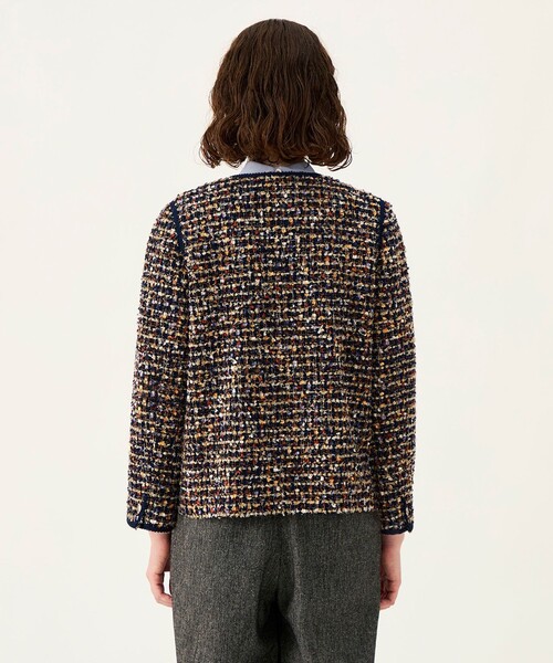 BALLSEY(ボールジィ)の「ヘアリーヤーンツイード クルーネックジャケット(ノーカラージャケット・レディース・ネイビー/ブラウン系その他・36)」の7枚目の写真