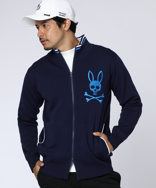 Psycho Bunny（サイコバニー）の「[GOLF] グラフィックバック刺繍 ジップニットカーディガン（ニット/セーター・メンズ・ライトグレー/ブラック/ネイビー・LARGE/X-LARGE/MEDIUM）」の3枚目の写真