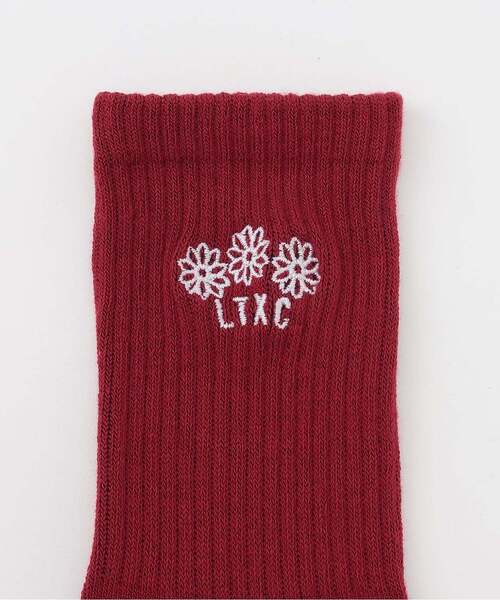 LOVETOXIC(ラブトキシック)の「【LTXC】フラワーロゴ刺しゅうクルーソックス(ソックス/靴下・キッズ・エンジ/ブラック/オフホワイト/サックスブルー・F)」の5枚目の写真