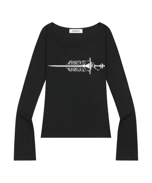 MUCENT(ムセント)の「レイピアクロスロングスリーブTシャツ(2カラー)(Tシャツ/カットソー・レディース・ホワイト/ブラック・FREE)」の1枚目の写真