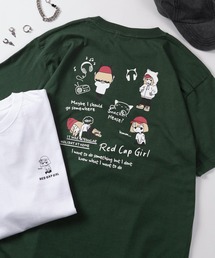 【70】【RCG/レッドキャップガール】グラフィック バックプリント Tシャツ/デフォルメプリント/フロントワンポイント/キャラクター/ユニセックス/レディース/メンズ