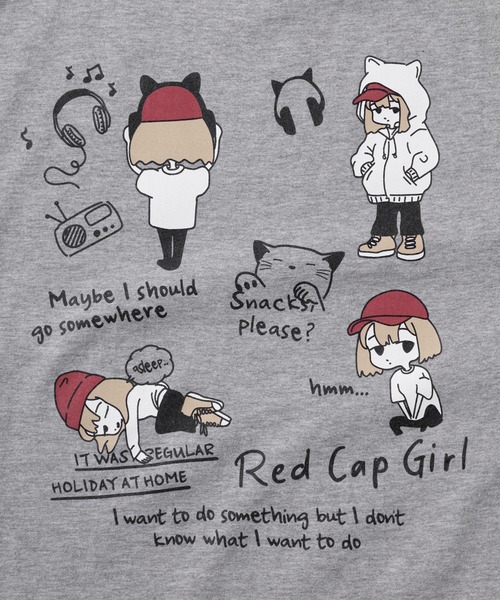 Red Cap Girl(レッドキャプガール)の「【70】【RCG/レッドキャップガール】グラフィック バックプリント Tシャツ/デフォルメプリント/フロントワンポイント/キャラクター/ユニセックス/レディース/メンズ(Tシャツ/カットソー・メンズ・グリーン/グレー/ブラック/ホワイト/ピンク・M/L)」の16枚目の写真
