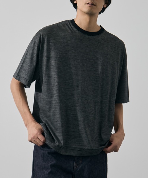 KANEMASA PHIL.(カネマサフィル)の「【KANEMASA PHIL./カネマサフィル】32G Wool Stripe SS Tee(Tシャツ/カットソー・メンズ・ベージュ/ブラック・L/M)」の3枚目の写真