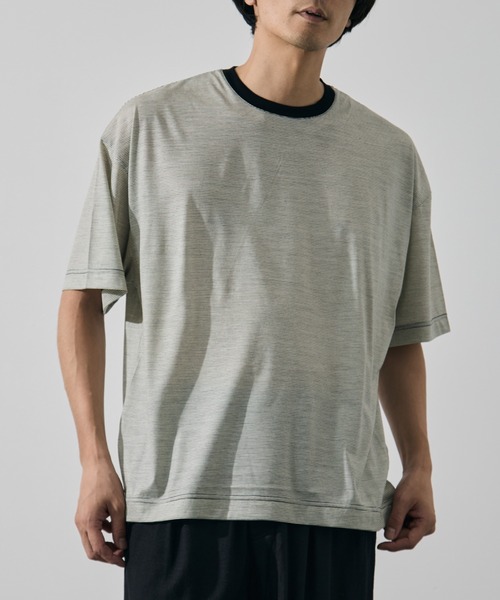 KANEMASA PHIL.(カネマサフィル)の「【KANEMASA PHIL./カネマサフィル】32G Wool Stripe SS Tee(Tシャツ/カットソー・メンズ・ベージュ/ブラック・L/M)」の11枚目の写真