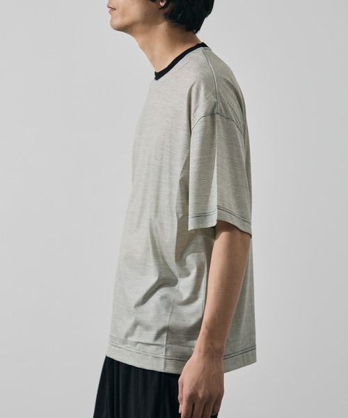 KANEMASA PHIL.(カネマサフィル)の「【KANEMASA PHIL./カネマサフィル】32G Wool Stripe SS Tee(Tシャツ/カットソー・メンズ・ベージュ/ブラック・L/M)」の12枚目の写真