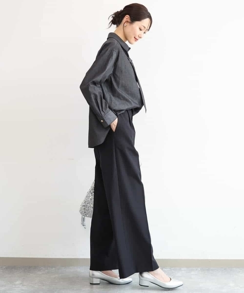 MK MICHEL KLEIN（エムケーミッシェルクラン）の「[洗える]ボウタイ付きデニムライクシャツブラウス（シャツ/ブラウス・レディース・ライトブルー/ブラック・38）」の14枚目の写真