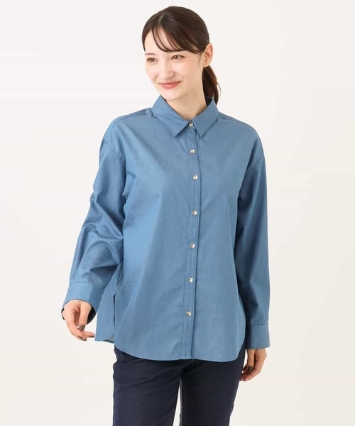 MK MICHEL KLEIN（エムケーミッシェルクラン）の「[洗える]ボウタイ付きデニムライクシャツブラウス（シャツ/ブラウス・レディース・ライトブルー/ブラック・38）」の16枚目の写真
