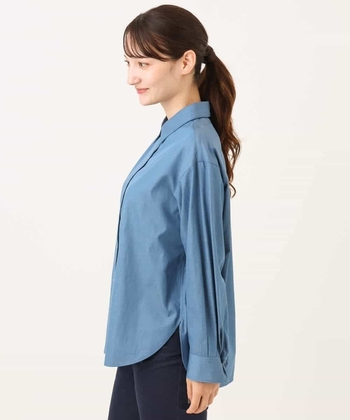 MK MICHEL KLEIN（エムケーミッシェルクラン）の「[洗える]ボウタイ付きデニムライクシャツブラウス（シャツ/ブラウス・レディース・ライトブルー/ブラック・38）」の17枚目の写真