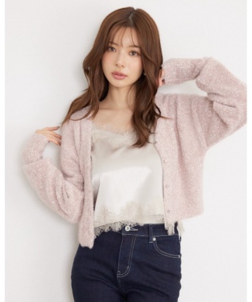 rienda(リエンダ)の「ミニフラッフィーニットカーディガン 秋服(カーディガン/ボレロ・レディース・ホワイト/ピンク/ブルー・FREE)」の3枚目の写真