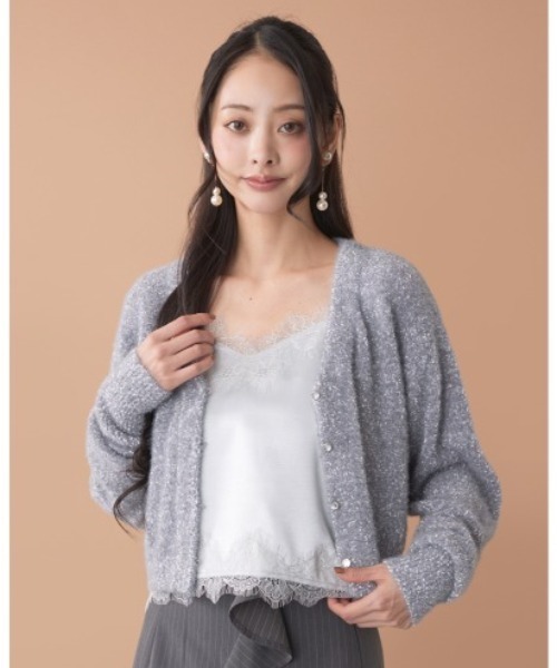 rienda(リエンダ)の「ミニフラッフィーニットカーディガン 秋服(カーディガン/ボレロ・レディース・ホワイト/ピンク/ブルー・FREE)」の2枚目の写真