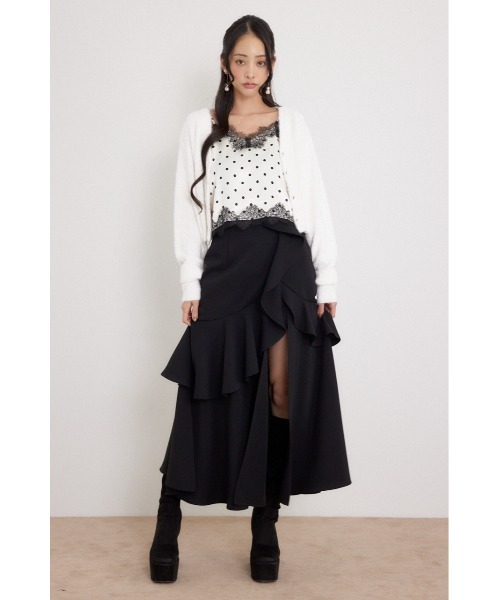 rienda(リエンダ)の「ミニフラッフィーニットカーディガン 秋服(カーディガン/ボレロ・レディース・ホワイト/ピンク/ブルー・FREE)」の4枚目の写真
