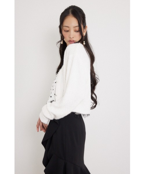 rienda(リエンダ)の「ミニフラッフィーニットカーディガン 秋服(カーディガン/ボレロ・レディース・ホワイト/ピンク/ブルー・FREE)」の8枚目の写真