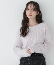 ラメミックスボクシーニット