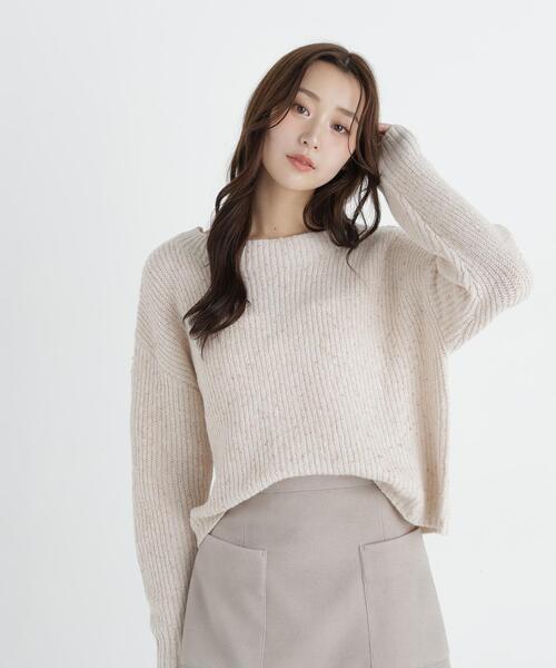 NATURAL BEAUTY BASIC（ナチュラルビューティーベーシック）の「ラメミックスボクシーニット（ニット/セーター・レディース・オフホワイト/ベージュ/ラベンダー・FREE）」の3枚目の写真