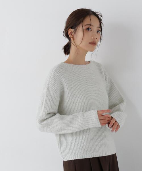 NATURAL BEAUTY BASIC（ナチュラルビューティーベーシック）の「ラメミックスボクシーニット（ニット/セーター・レディース・オフホワイト/ベージュ/ラベンダー・FREE）」の2枚目の写真
