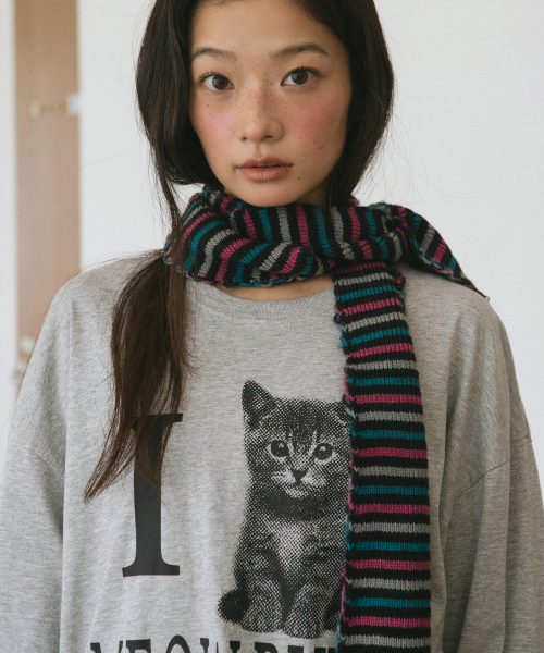 Cavish(カビシ)の「I LOVE MEOW PUNK LS TEE GREY(CV2GFFT559A)(Tシャツ/カットソー・レディース・チャコールグレー・MEDIUM/SMALL)」の3枚目の写真