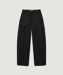 POT Curved Cotton Wide Pants Black
