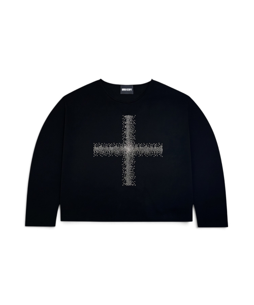 BORN SLIPPY(ボーンスリッピー)の「クリスタルクロス ボートネック ロングスリーブTシャツ(ブラック)(Tシャツ/カットソー・メンズ・その他・FREE)」の4枚目の写真