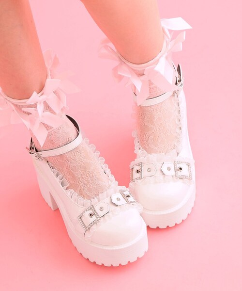 cs T&P(シーエスティーアンドピー)の「厚底フリルロリータパンプス(パンプス・レディース・ホワイト系2/ブラック系1/ピンク系6・S/M/LL/XL/L)」の1枚目の写真
