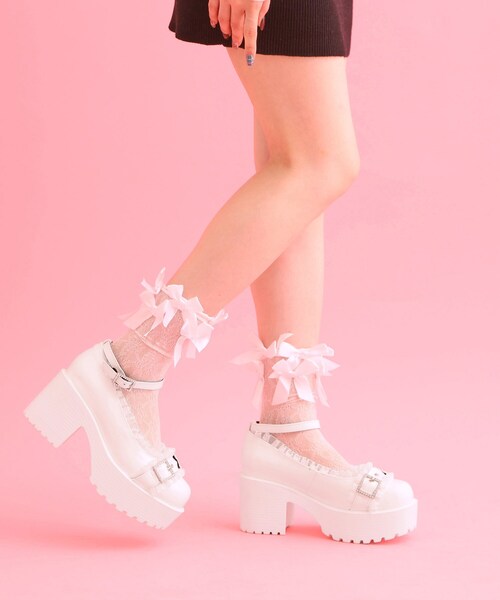 cs T&P(シーエスティーアンドピー)の「厚底フリルロリータパンプス(パンプス・レディース・ホワイト系2/ブラック系1/ピンク系6・S/M/LL/XL/L)」の13枚目の写真