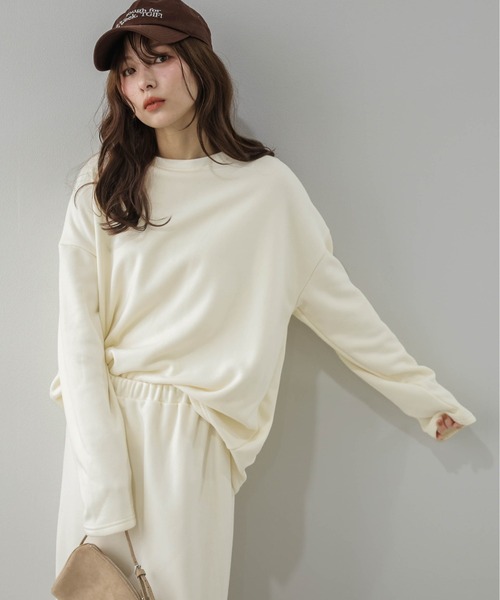 La-gemme(ラジェム)の「トップス×Iラインスカート セットアップ/ふんわり裏起毛/リラクシー(セットアップ・レディース・ダークブラウン/グレー/ブラック/アイボリー・フリー)」の7枚目の写真