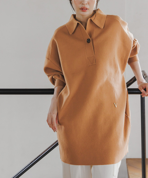 venit(ヴェニット)の「Venit/ヴェニット DOUBLE FACE KNIT(ニット/セーター・レディース・ホワイト/ボルドー/キャメル・38)」の2枚目の写真