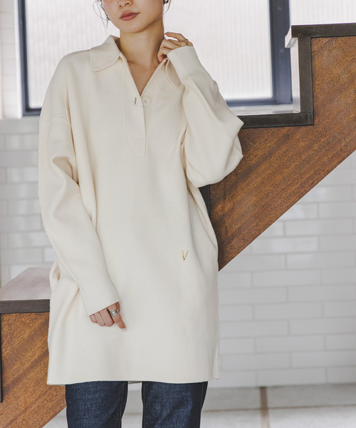 venit(ヴェニット)の「Venit/ヴェニット DOUBLE FACE KNIT(ニット/セーター・レディース・ホワイト/ボルドー/キャメル・38)」の1枚目の写真