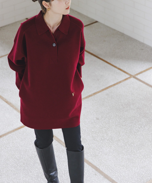 venit(ヴェニット)の「Venit/ヴェニット DOUBLE FACE KNIT(ニット/セーター・レディース・ホワイト/ボルドー/キャメル・38)」の3枚目の写真