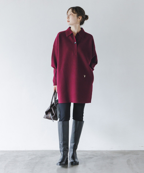 venit(ヴェニット)の「Venit/ヴェニット DOUBLE FACE KNIT(ニット/セーター・レディース・ホワイト/ボルドー/キャメル・38)」の14枚目の写真