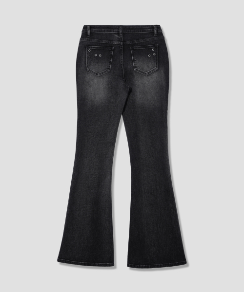 Verdnt（バーダント）の「インシジョン アイレットフレアデニムパンツ [ウォッシュドブラック]（デニムパンツ・レディース・その他・SMALL/MEDIUM）」の5枚目の写真