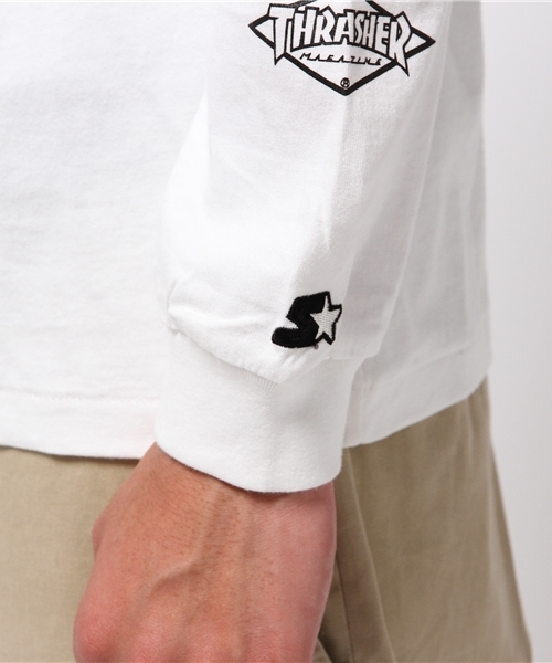 STARTER BLACK LABEL(スターターブラックレーベル)の「STARTER BLACK LABEL × THRASHER コラボ 長袖 Tシャツ(Tシャツ/カットソー・メンズ・ホワイト/ブラック・M)」の6枚目の写真