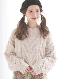 one after another NICE CLAUP | モールヤーンケーブルニット(ニット/セーター)