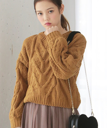 one after another NICE CLAUP | モールヤーンケーブルニット(ニット/セーター)