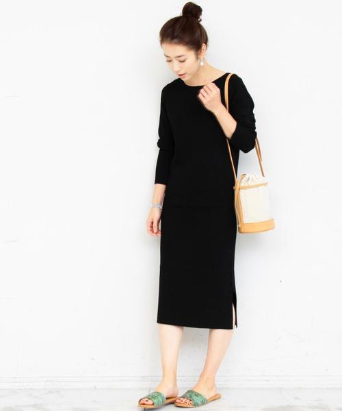 BEAUTY&YOUTH UNITED ARROWS（ビューティーアンドユースユナイテッドアローズ）の「BY∴ バックリボンリブニットマキシワンピース -手洗い可能- ◆（ワンピース・レディース・ブラック/ベージュ/レッド・FREE）」の4枚目の写真