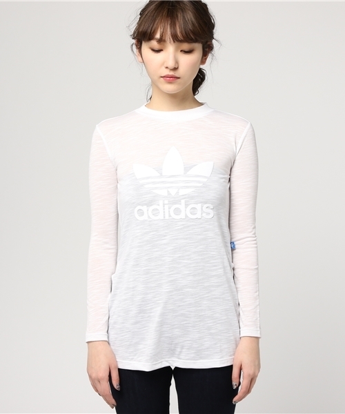 adidas（アディダス）の「オリジナルス Tシャツ[LS TEE]（Tシャツ/カットソー・レディース・ホワイト・LARGE/MEDIUM/SMALL/XX-LARGE）」の2枚目の写真