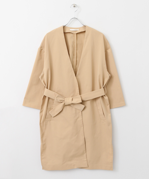 URBAN RESEARCH DOORS（アーバンリサーチドアーズ）の「ウエストリボンガウンコート（その他アウター・レディース・ベージュ/ネイビー/ライトグレー・ONE）」の5枚目の写真