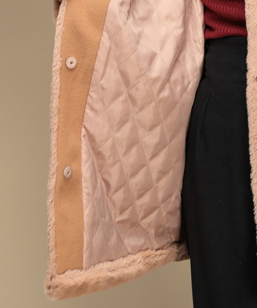 natural couture(ナチュラルクチュール)の「エコファーラウンドネックコート(その他アウター・レディース・グレイッシュベージュ/ネイビー/キャメル/ピンクベージュ・FREE)」の11枚目の写真