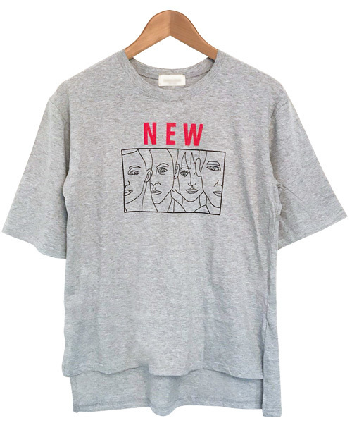 MICHYEORA（ミチョラ）の「MICHYEORA ニューフェイスTシャツ（Tシャツ/カットソー・レディース・ホワイト/ブラック/ベージュ/レンガ/ロイヤルブルー/マスタード/杢グレー・FREE）」の4枚目の写真